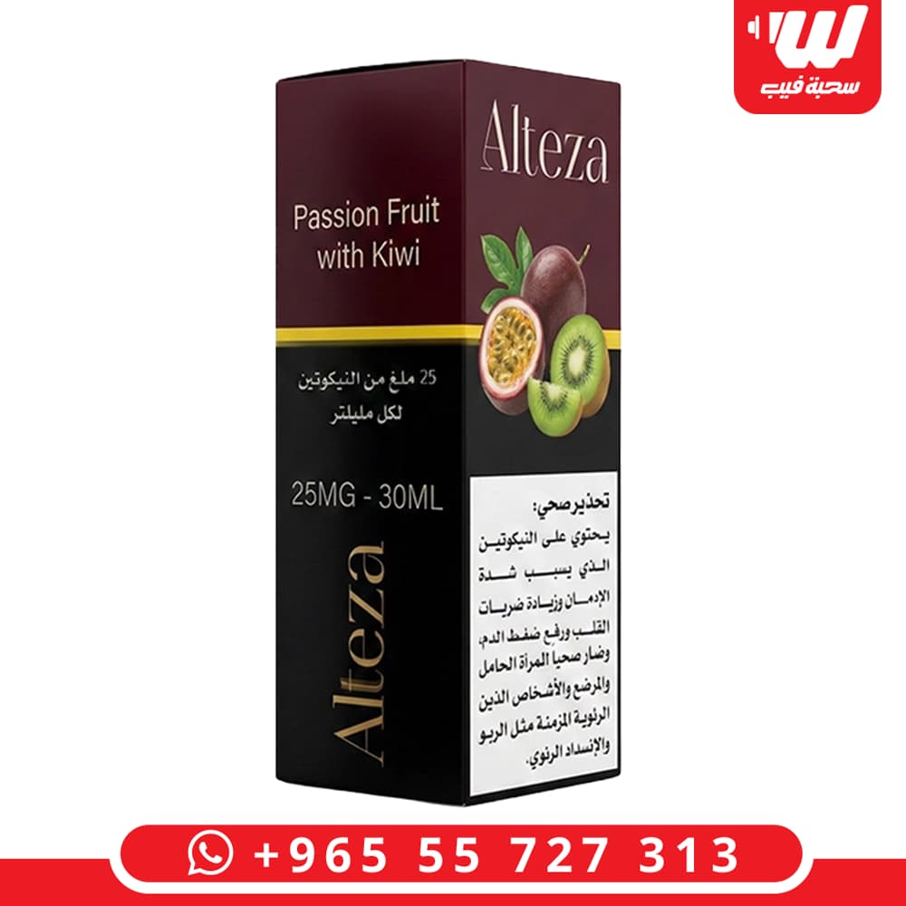 عبوة نكهة التيزا باشن فروت كيوي سولت نيكوتين مخصصة لأجهزة سحبة زقارة.
