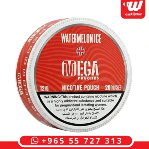 علبة أكياس نيكوتين ميجا رقي ايس بنكهة الرقي المنعشة مع تأثير ايس بارد لتجربة نيكوتين خالية من الدخان.