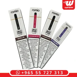 جهاز فيب روميو جي دي أي أسود أنيق مع علبته الفاخرة ونكهة مجانية.