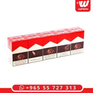 علبة زقاير بوكس احمر كلاسيكية تحتوي على 20 زقارة بتصميمها التقليدي المعروف.