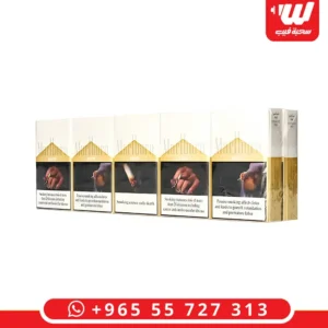 علبة زقاير مارلبورو قولد الأصلية باللونين الأبيض والذهبي تحتوي على 20 زقارة.