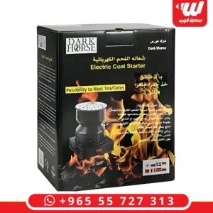 شعالة فحم دارك هورس كهربائية باللون الأسود بتصميم متين مع مفتاح تحكم مخصصة لإشعال فحم الشيشة بسرعة.