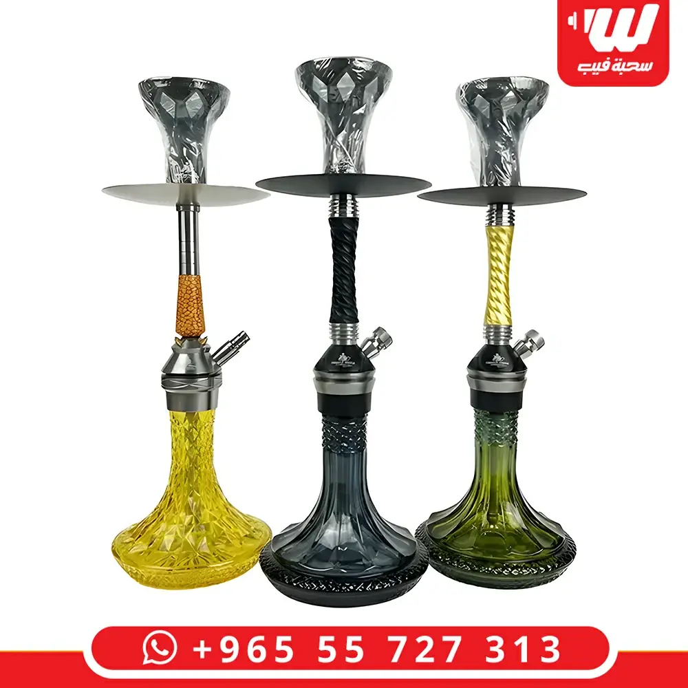 جهاز شيشة جولدن هورس تركي بتصميم كلاسيكي فاخر يجمع بين النحاس والزجاج المزخرف.