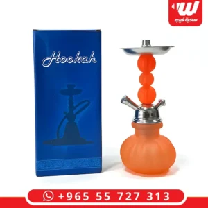 شيشة زجاجية عصرية شفافة بتصميم مدمج يتضمن تانك زجاجي وقاعدة ثابتة للاستخدام المنزلي.