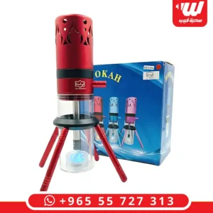 جهاز شيشة صاروخ الواحة بتصميم عصري مع تانك زجاجي وقاعدة متينة.