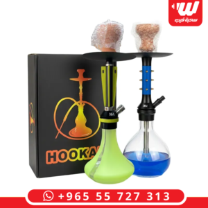 شيشة هوكا تركي كلاسيكية من النحاس المزخرف مع تانك زجاجي شفاف وتصميم تقليدي أنيق.