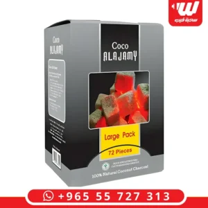 عبوة فحم العجمي الطبيعي تحتوي على 72 حبة فحم مكعبات مخصصة للاستخدام مع الشيشة الالكترونية والتقليدية.