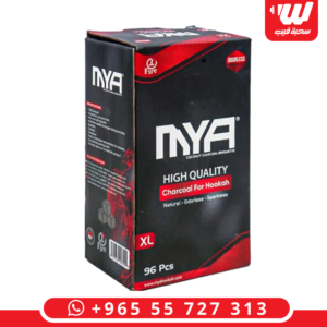 عبوة فحم مايا الطبيعي 96 حبة مكعبات، يتميز باشتعال سريع وحرارة عالية مخصص للشيشة والتبخير.