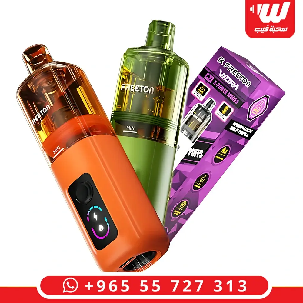 جهاز فريتون 40000 سحبة من فئة سحبات جاهزة مع شاشة رقمية توضح مستوى النكهة والبطارية.