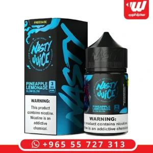 عبوة نكهة ناستي اناناس ليمون بتصميم أصفر ومنعش مخصصة لأجهزة الفيب والشيشة الالكترونية.