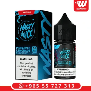 عبوة نكهة ناستي اناناس ليمون سولت نيكوتين بلون أصفر مميز مخصصة لأجهزة سحبة زقارة وفيب.