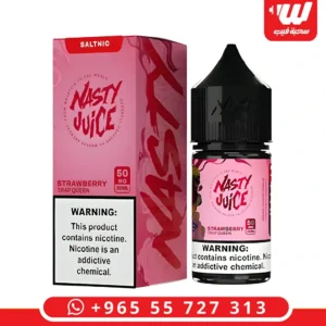 عبوة نكهة ناستي فراولة سولت نيكوتين حمراء بتصميم عصري مخصصة لأجهزة سحبة زقارة وفيب.