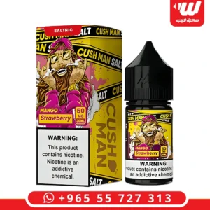 عبوة نكهة ناستي مانجو فراولة سولت نيكوتين بتصميم يجمع اللونين الأصفر والأحمر مخصصة لأجهزة سحبة زقارة.