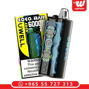 جهاز سحبات جاهزة يو ويل كوكو بار 60000 سحبة مع شاشة ديجيتال ومؤشر نكهة وبطارية.