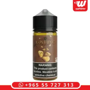 عبوة ايكون فيبور روتس 100 مل عريضة بملصق بني وقطع خبز ذهبية مرسومة