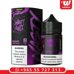 علبة بنفسجية وعبوة سوداء 60 مل بملصق بنفسجي مكتوب GRAPE و ASAP GRAPE
