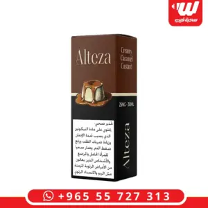 علبة نكهة التيزا كراميل كاسترد سولت نيكوتين 30 مل بتركيز 25 مج بدون ايس - Alteza Creamy Caramel Custard salt nicotine 30ml box with smooth custard and caramel