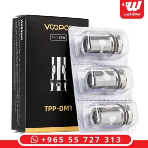 علبة كويلات فوبو TPP-DM1 السوداء بجانب شريط فيه ثلاث كويلات ميش لجهاز دراق 3