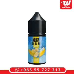 عبوة نكهة ميجا موز ايس 30 مل سولت نيكوتين بملصق أصفر - Mega Banana Ice 30ml salt nicotine e-liquid bottle with yellow banana label
