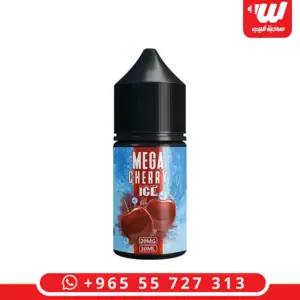 عبوة نكهة ميجا شيري ايس 30 مل سولت نيكوتين بملصق كرز أحمر - Mega Cherry Ice 30ml salt nicotine e-liquid bottle with red cherry label