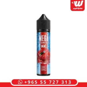 عبوة نكهة ميجا فراولة ايس 60 مل فريبيس بطعم فراولة ناضجة مع ايس - Mega Strawberry Ice free base e-liquid bottle 60ml 3mg ripe strawberry with menthol