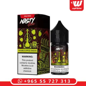 علبة وعبوة نكهة ناستي شيشة تفاحتين سولت نيكوتين 30 مل من ناستي - Nasty Double Apple Shisha salt nicotine 30ml box and bottle from Nasty Juice