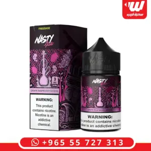 علبة وعبوة نكهة ناستي شيشة عنب وتوت 60 مل فريبيس بطعم عنب أسود وتوت - Nasty Shisha Grape Raspberry free base e-liquid box and bottle 60ml 3mg berry molasses