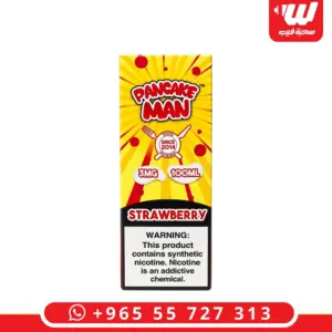علبة نكهة بان كيك مان فراولة 100 مل فريبيس بطعم البان كيك مع الفراولة - Pancake Man Strawberry 100ml free base e-liquid box, baked pancake strawberry flavour