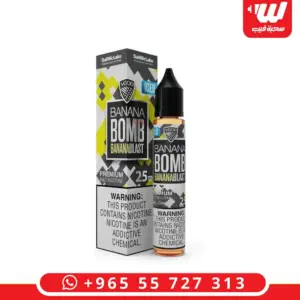 علبة وعبوة في قاد بنانا بوم ايس 30 مل سولت نيكوتين - VGOD Banana Bomb Ice 30ml iced banana salt nicotine box and bottle