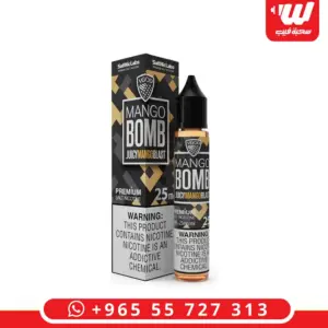 علبة وعبوة في قاد مانجو بوم 30 مل سولت نيكوتين بنكهة المانجو - VGOD Mango Bomb 30ml mango salt nicotine box and bottle