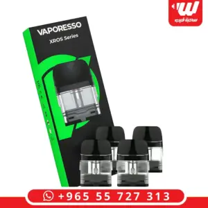 أربع بودات فيبرسو كروس XROS شفافة قدام علبة سوداء وخضراء مكتوب عليها XROS Series