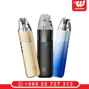 Three OXVA NeXLIM 2 Mini pod devices in black, gold, and blue gradient finishes